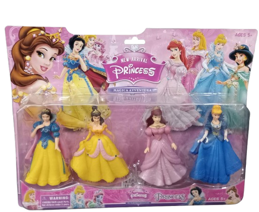 Princess Doll Set – 4-Piece Princess Figures Collection | Magical Adventure Dress-Up Playset for Girls Ages 5+